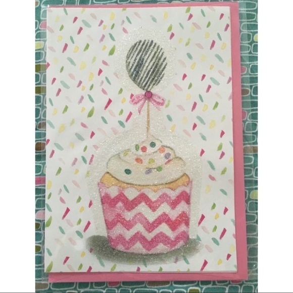 3 Greeting Cards Handmade Blank Envelopes Glitter Balloons Ribbon Cupcake Arrows - Picture 6 of 11